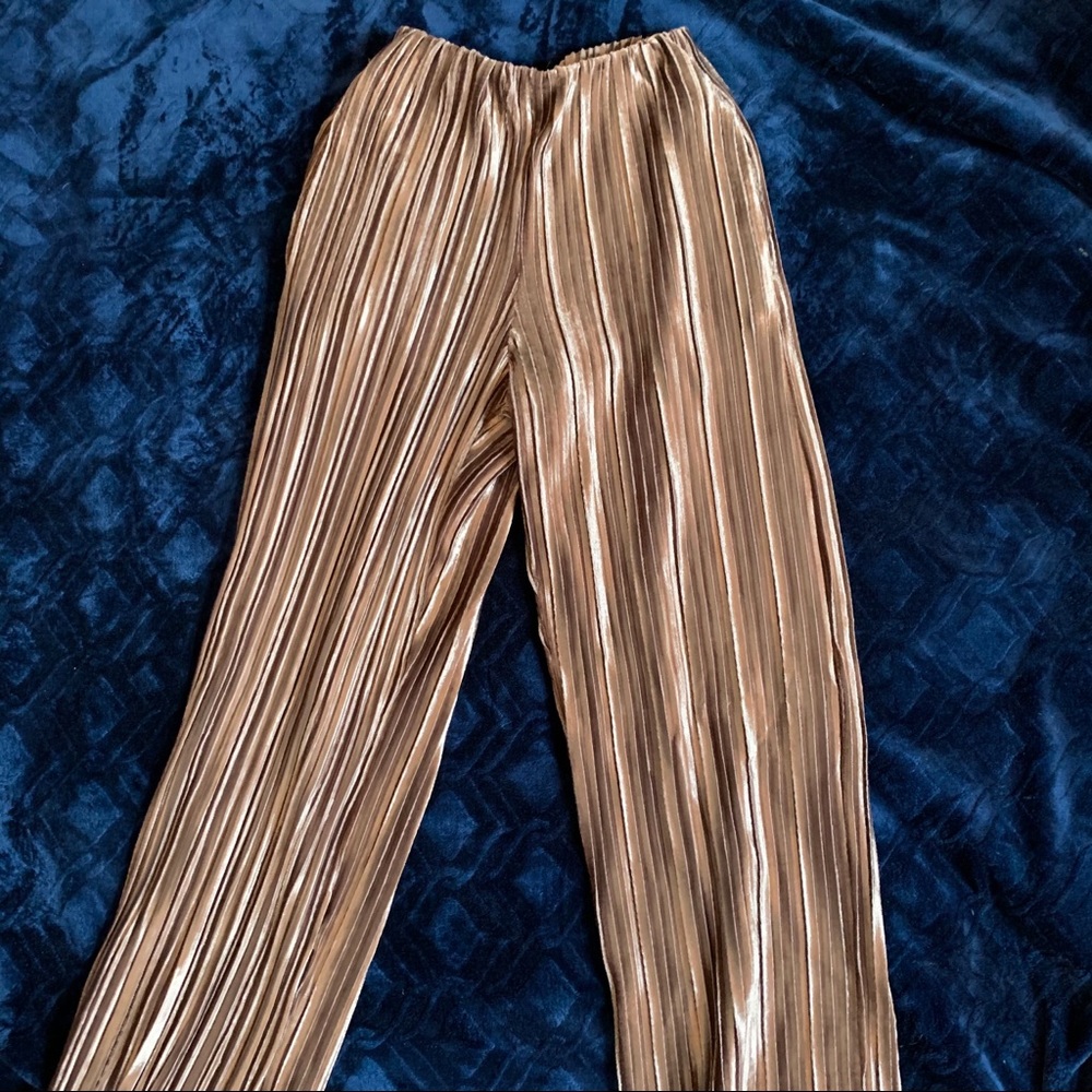 Long straight leg flowy disco pants chrome